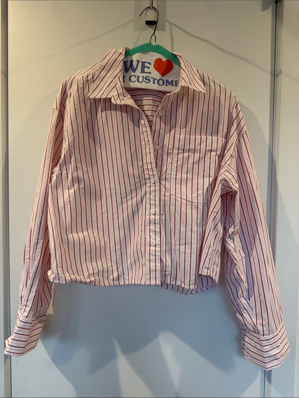 J. Crew Pink and White Striped Girls Button-Down Shirt